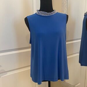 Tiana B. Royal Blue Tank Top with Beaded Collar